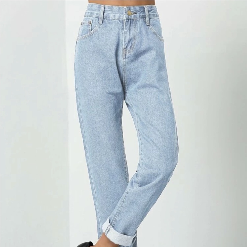 Snow Wash High-Rise Straight Jeans